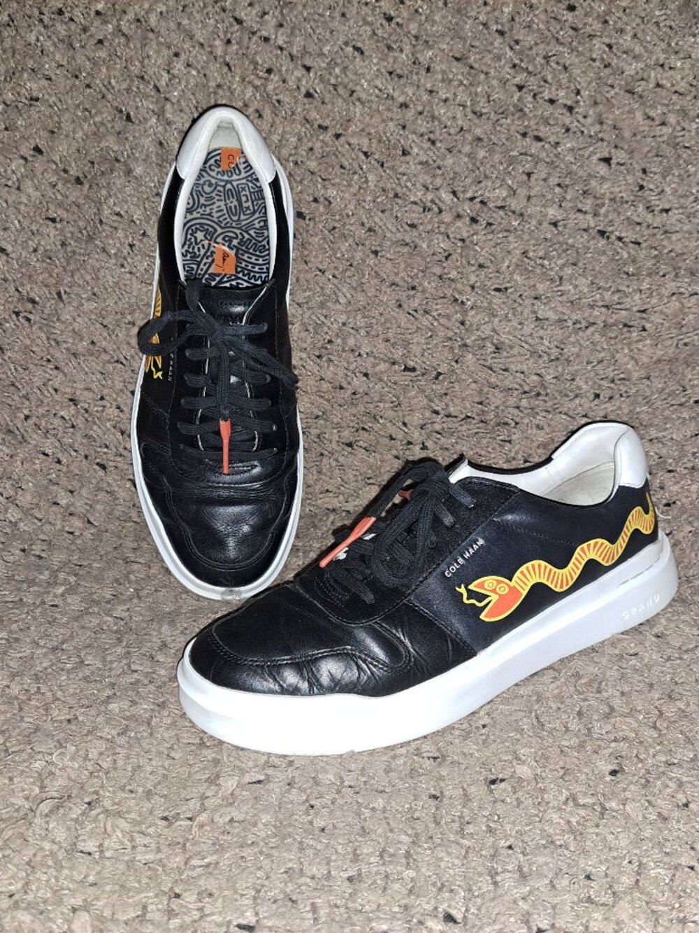 COLE HAAN x KEITH HARING-GrandPro Rally Court Sneakers Black Leather-SZ 9.5-EX